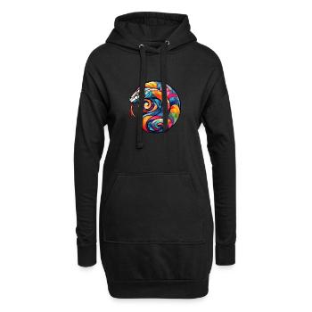 Farbenreiche Spirale Schlange - Hoodie-Kleid - Schwarz - Vorne