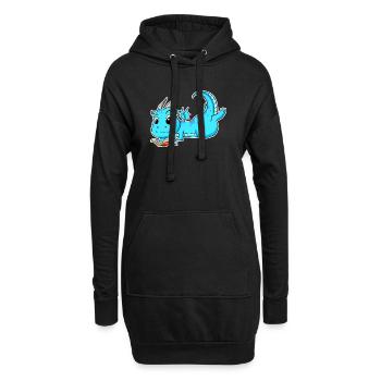 Drache Buch Lesen - Hoodie-Kleid - Schwarz - Vorne