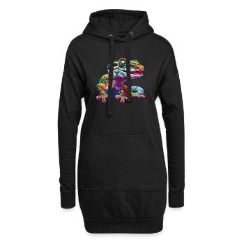 Gecko - Sweat-shirt à capuche long Femme - noir - Devant