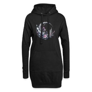Mondsichel in Silber, mit Kristalle und Blumen - Hoodie-Kleid - Schwarz - Vorne