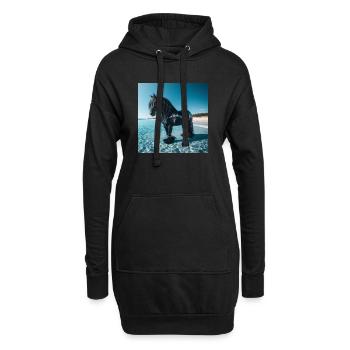 Cheval dans l’eau - Sweat-shirt à capuche long Femme - noir - Devant