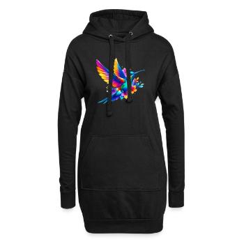 Kolibri - Hoodie-Kleid - Schwarz - Vorne