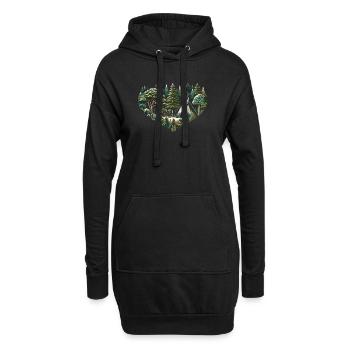 Vivre près de la nature avec une tente tipi en forêt - Sweat-shirt à capuche long Femme - noir - Devant