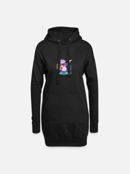 Pizza: Monkey makes it better! - Hoodie Dress - black