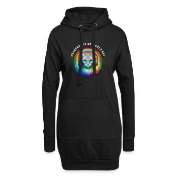 LGBT. Casque sur le monde éteint - Sweat-shirt à capuche long Femme - noir - Devant