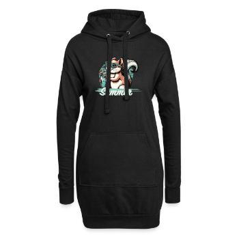 Niedliches Cartoon-Eichhörnchen genießt den Sommer - Hoodie-Kleid - Schwarz - Vorne
