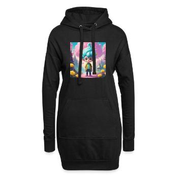 Gobelin dans la forêt des contes de fées - Sweat-shirt à capuche long Femme - noir - Devant