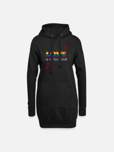 Regenbogenliebe: Love ist alles - Hoodie-Kleid - Schwarz