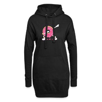 Lustiger Donut - Hoodie-Kleid - Schwarz - Vorne