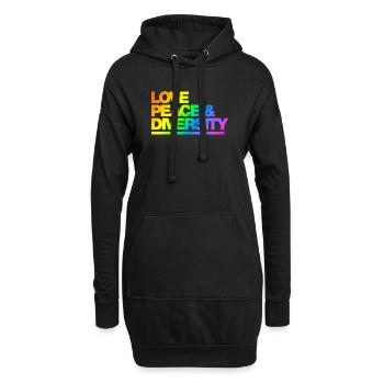 Typo Love Peace Diversity Rainbow - Hoodie-Kleid - Schwarz - Vorne