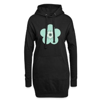Mintgrün & Blaue Blume - Hoodie-Kleid - Schwarz - Vorne