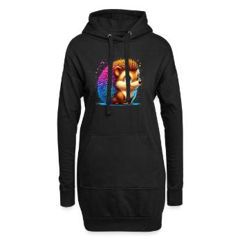Hérisson - Sweat-shirt à capuche long Femme - noir - Devant