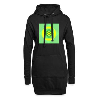 Motifs de jeux de couleurs en vert et jaune - Sweat-shirt à capuche long Femme - noir - Devant
