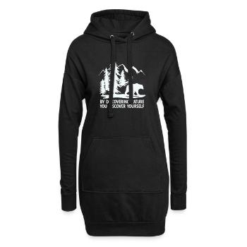 En découvrant la nature, on se découvre soi-même - Sweat-shirt à capuche long Femme - noir - Devant
