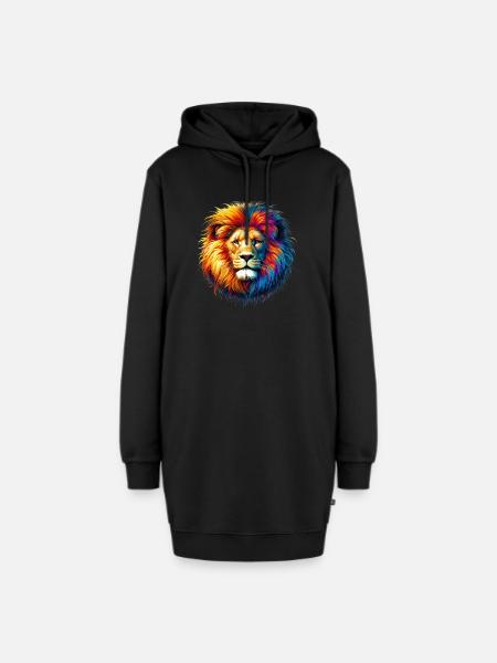 Löwe - Hoodie-Kleid - Schwarz