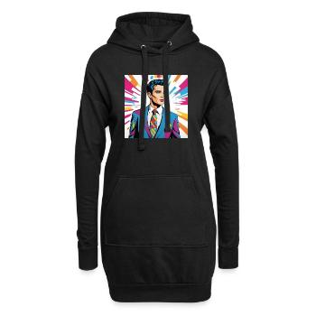 Portrait style pop art homme élégant - Sweat-shirt à capuche long Femme - noir - Devant