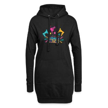 Boombox Neon Dancing Silhouettes - Sweat-shirt à capuche long Femme - noir - Devant