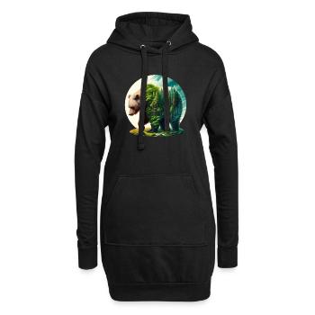 Ours avec forêt en silhouette - Sweat-shirt à capuche long Femme - noir - Devant