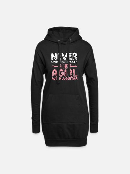 Gitarristin Gitarre - Hoodie-Kleid - Schwarz