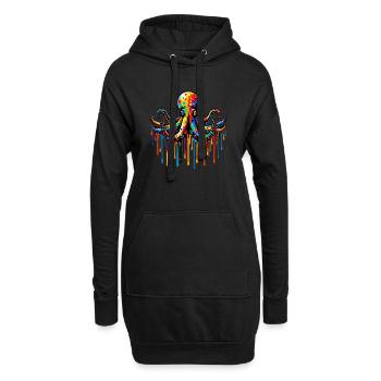 Oktopus - Hoodie-Kleid - Schwarz - Vorne