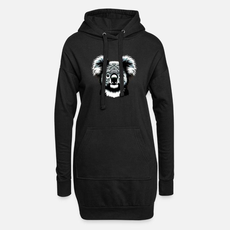Koala - Hoodie-Kleid - Schwarz