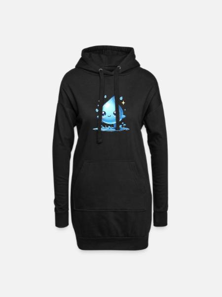 Wasser - Hoodie-Kleid - Schwarz