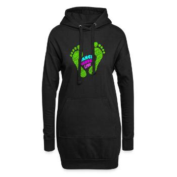 Dance Bounce Live barefoot NEON grün - Hoodie-Kleid - Schwarz - Vorne