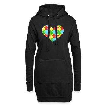 Puzzleteile Herz Autismus Bewusstsein - Hoodie-Kleid - Schwarz - Vorne