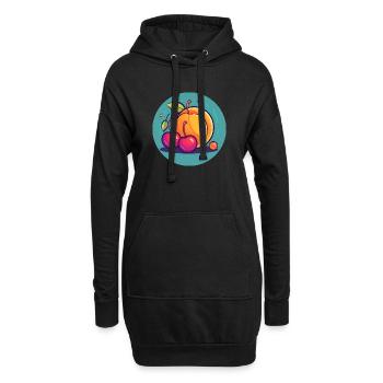 Sommerfrüchte, Aprikose, Kirschen, Sonne und Freiheit - Hoodie-Kleid - Schwarz - Vorne