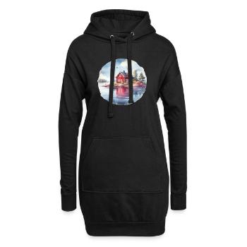 Maison suédoise cadeau de vacances maison suédoise - Sweat-shirt à capuche long Femme - noir - Devant