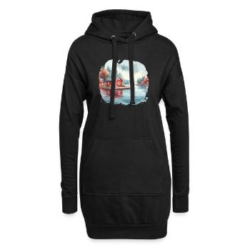 Suède maison Suède lac cadeau de vacances - Sweat-shirt à capuche long Femme - noir - Devant