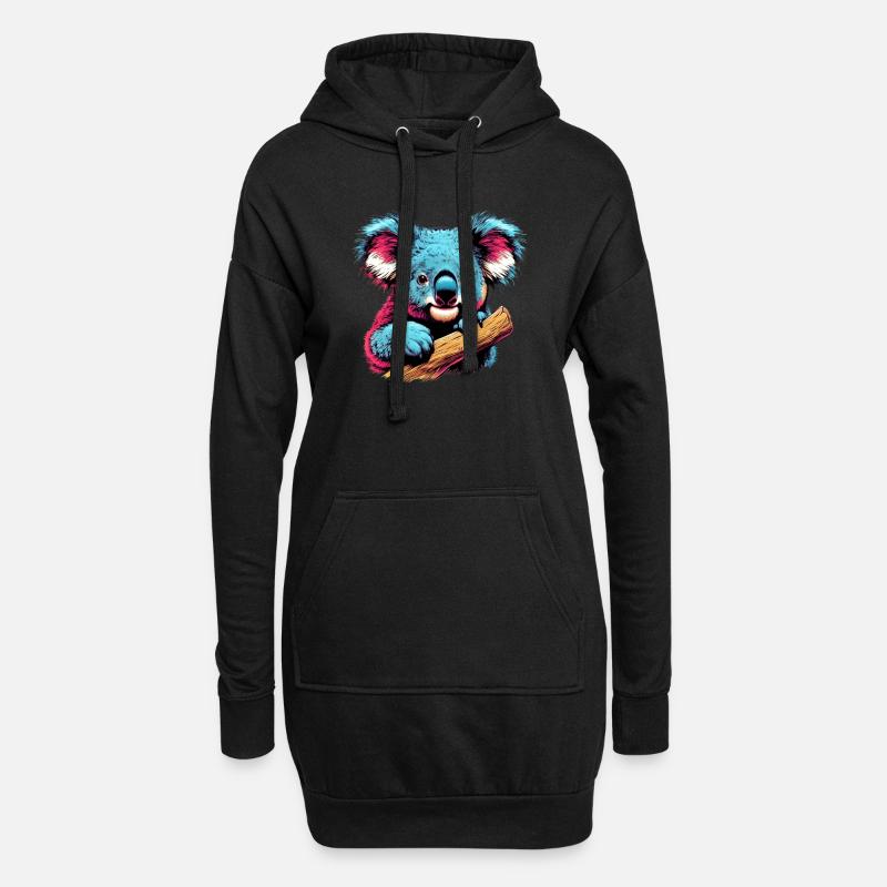 Koala - Hoodie-Kleid - Schwarz