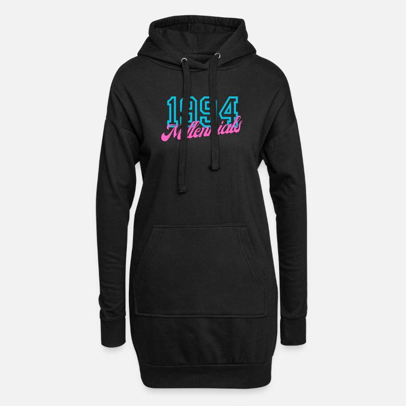 1994 Millennials Retro Datum Design - Hoodie-Kleid - Schwarz