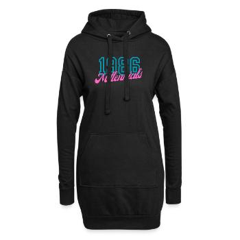 1986 Millennials Retro Numerisches Design - Hoodie-Kleid - Schwarz - Vorne