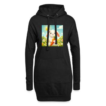 Süßes Häschen mit Karotte - Hoodie-Kleid - Schwarz - Vorne