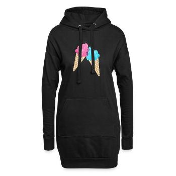 Couple de crème glacée duo glacier d’été salon de crème glacée cool d’été deux fan - Sweat-shirt à capuche long Femme - noir - Devant
