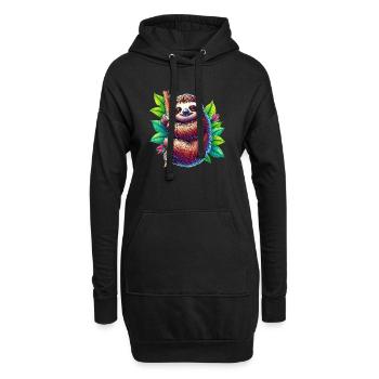 Faultier - Hoodie-Kleid - Schwarz - Vorne