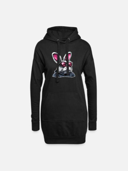 Neon Sunglasses Hase im Hoodie - Hoodie-Kleid - Schwarz