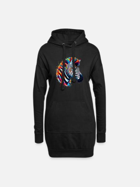 Zebra - Hoodie-Kleid - Schwarz