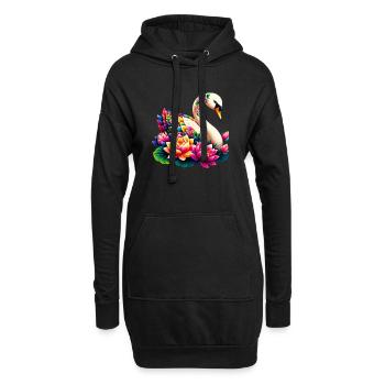 Cygne décoré de fleurs de lotus - Sweat-shirt à capuche long Femme - noir - Devant