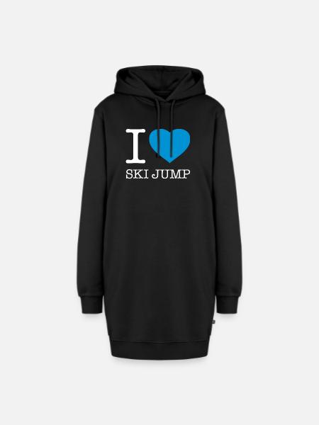 I LOVE SKI JUMP Skispringen - Hoodie-Kleid - Schwarz