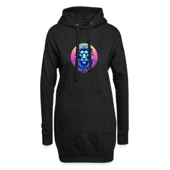 Le lion stylisiert in Neonfarben - Hoodie-Kleid - Schwarz - Vorne