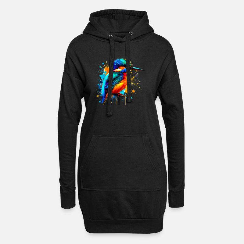 Eisvogel - Hoodie-Kleid - Schwarz