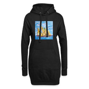 Fjordboot Segelregatte - Hoodie-Kleid - Schwarz - Vorne