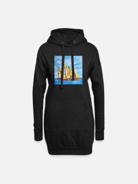 Fjordboot Segelregatte - Hoodie-Kleid - Schwarz
