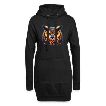 Eule - Hoodie-Kleid - Schwarz - Vorne