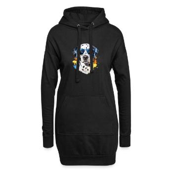 Dalmatiner mit Sonnenbrille - Hoodie-Kleid - Schwarz - Vorne