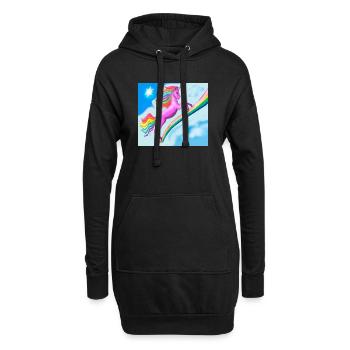 Licorne et arc-en-ciel - Sweat-shirt à capuche long Femme - noir - Devant