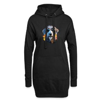 Lévrier avec lunettes de soleil - Sweat-shirt à capuche long Femme - noir - Devant