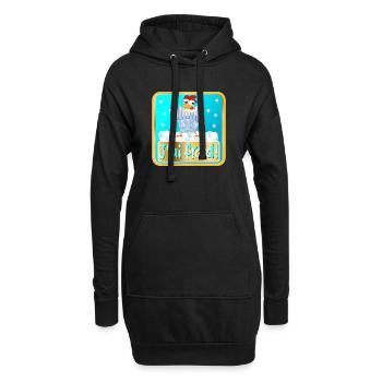 HIVER POULES POULETS - FROID - Sweat-shirt à capuche long Femme - noir - Devant